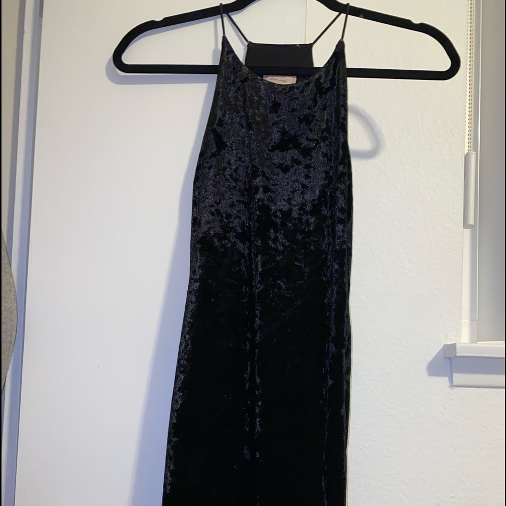 High neck velvet mini dress